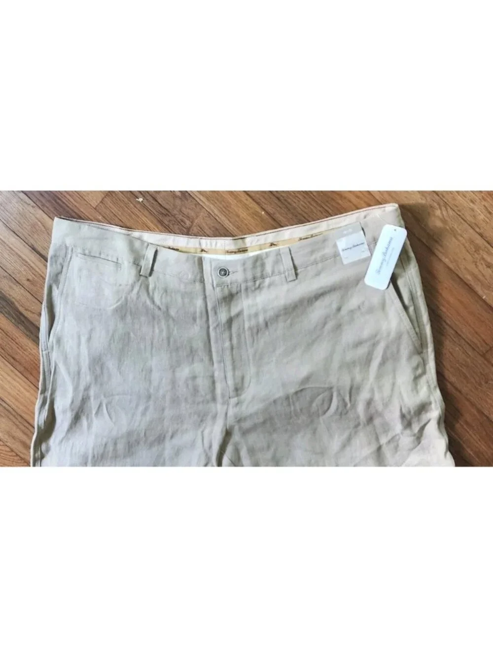 Tommy Bahama Pants 40x30 Beige Linen Silk Blend Flat Front NEW RTL $125